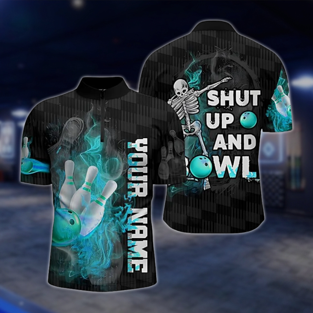 Personalized Shut Up And Bowl Skull Bowling Mens Jersey, Custom Name Skull Bowling Shirt BZ0792