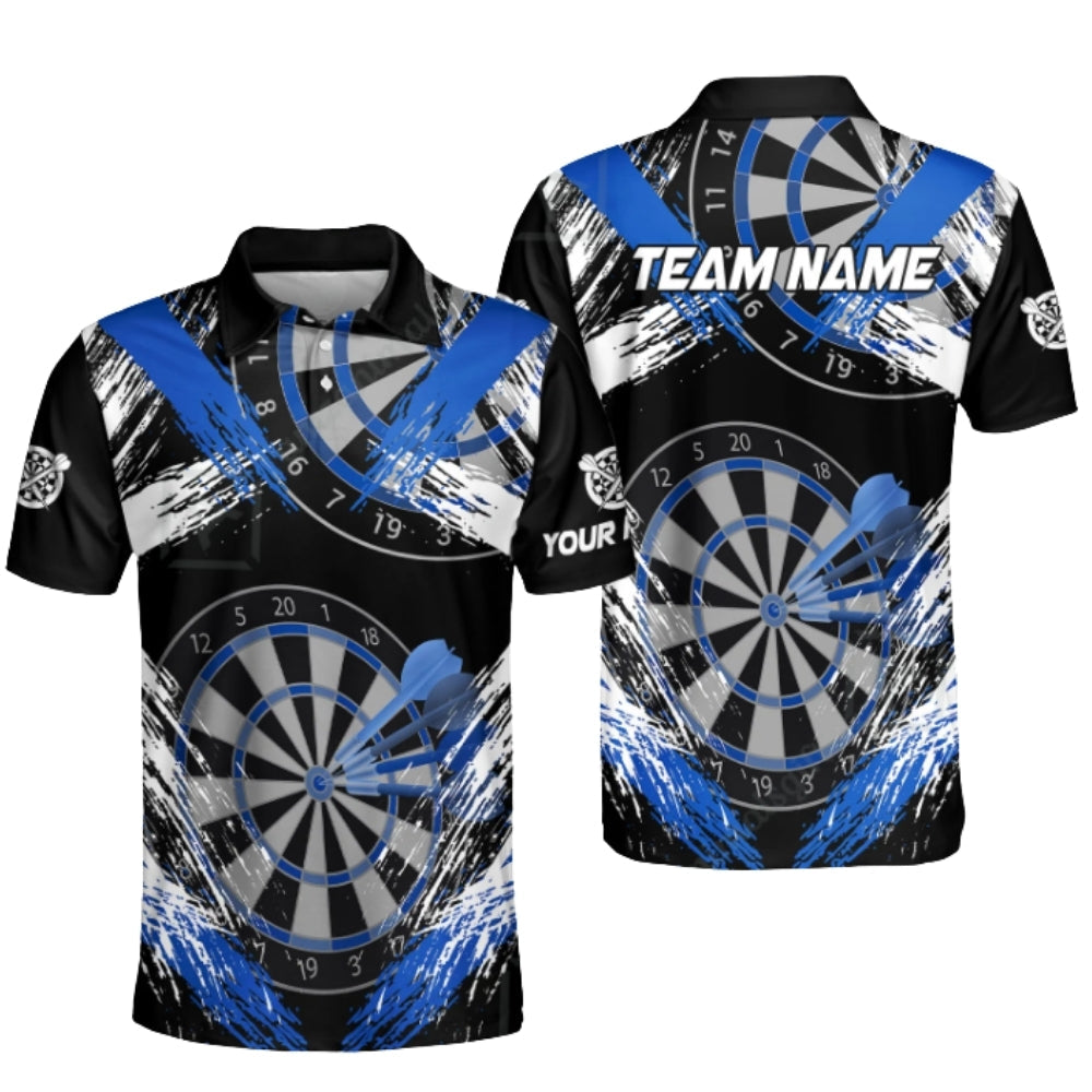 Team Dartboard Black Cyan Personalized Darts Button Polo