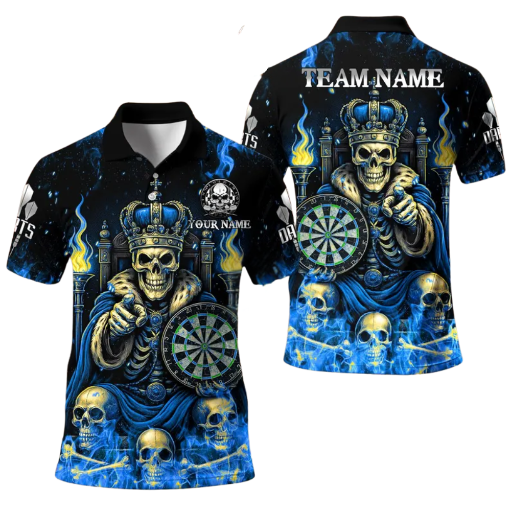 King Skull Personalized Darts Button Polo