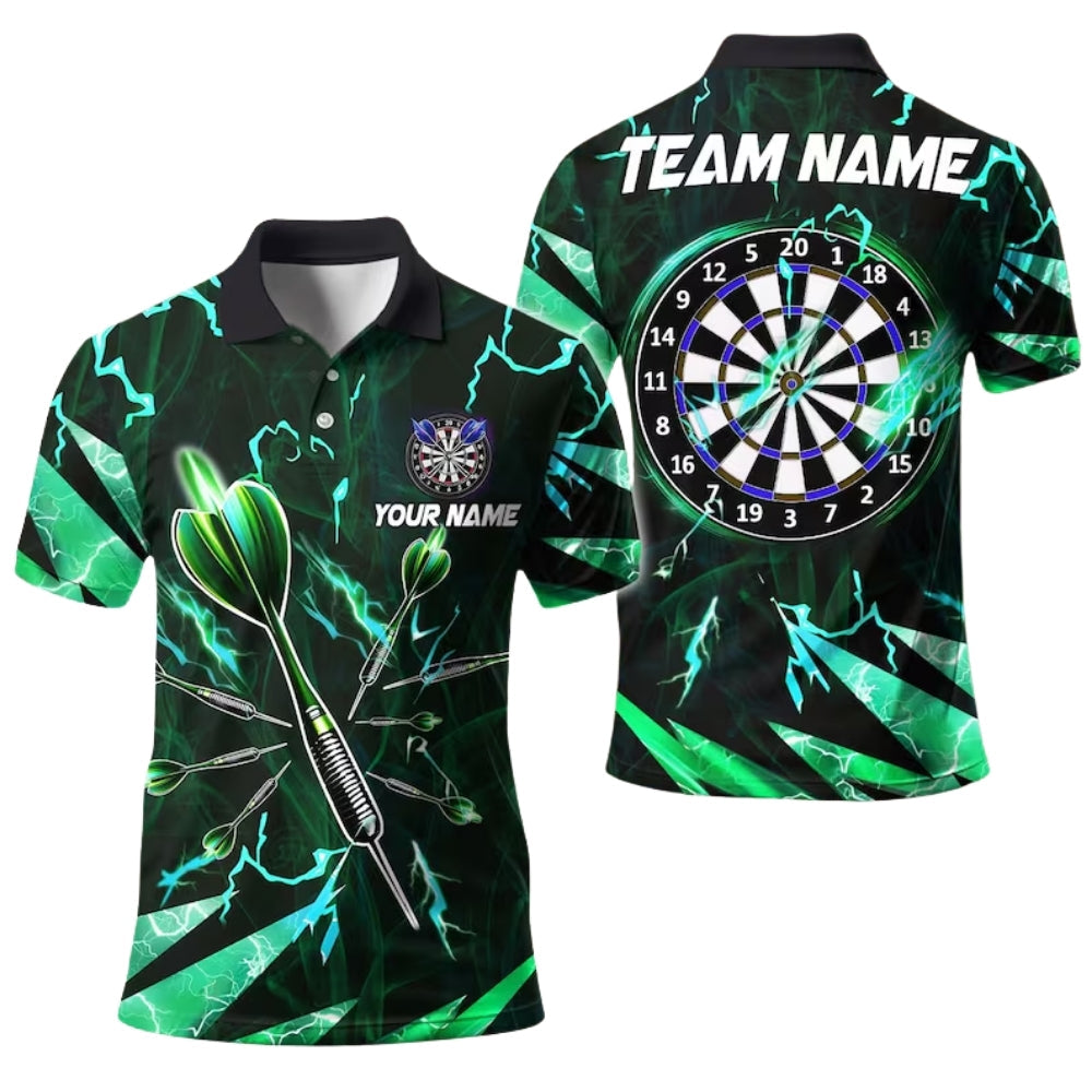 Purple Thunder Lightning for Mens Personalized Darts Button Polo