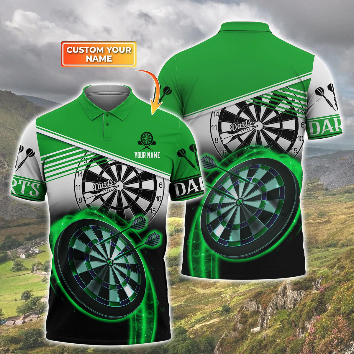 Multi Color Personalized Darts Button Polo