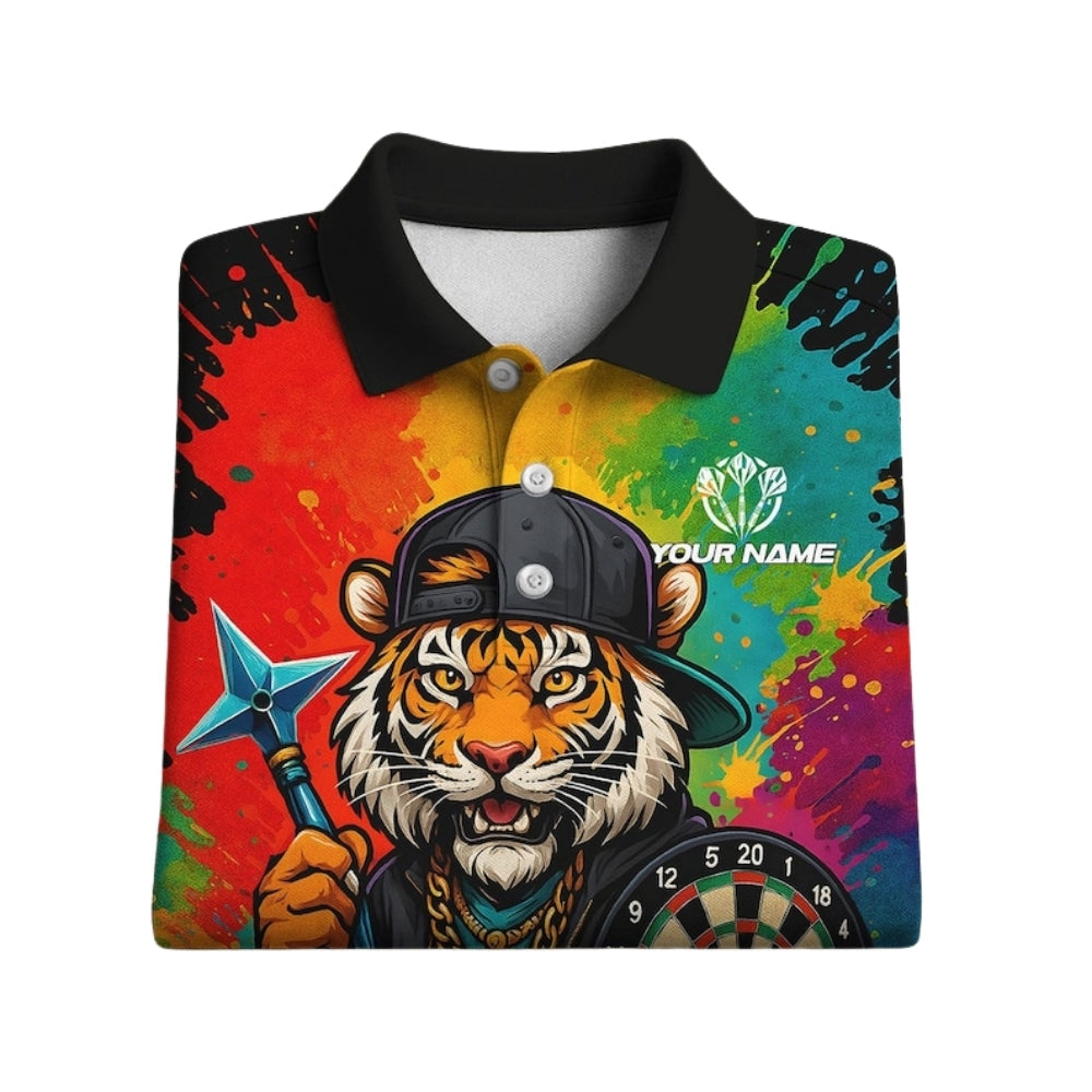 Tiger Colorful Men Personalized Darts Button Polo