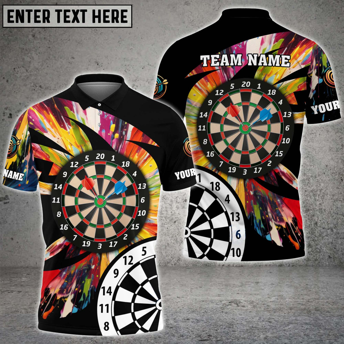 Colorful Board Personalized Darts Button Polo