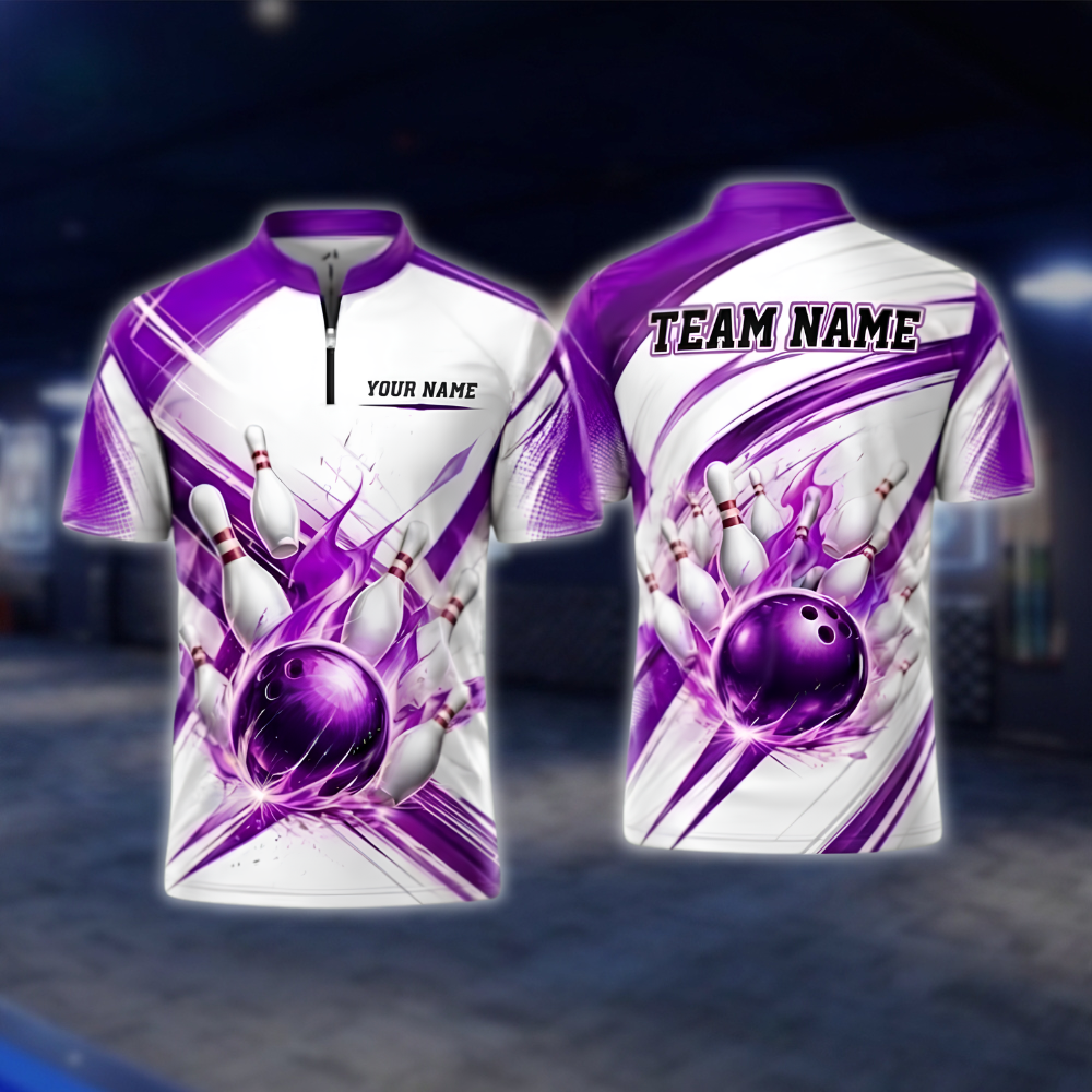 Personalized Flaming Ball Bowling Jersey Mens, Custom Flame Bowling Shirt For Team BZ0924