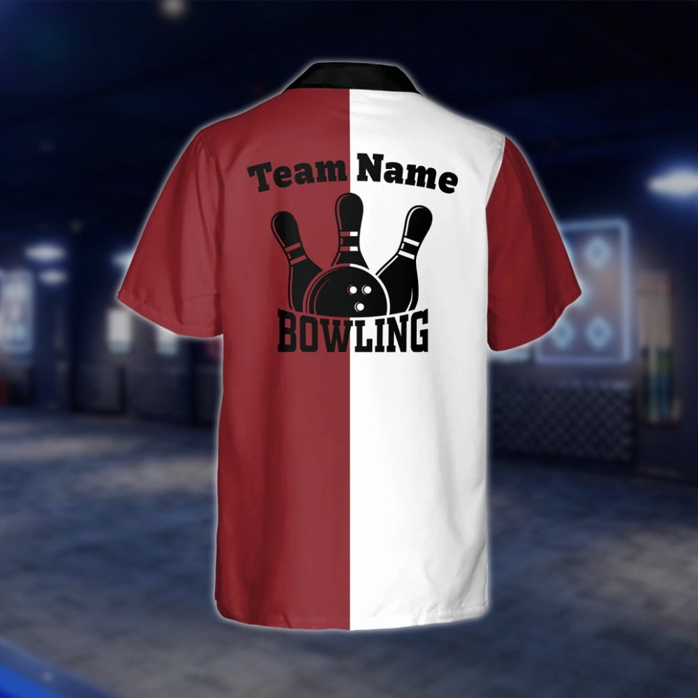 Custom Vintage Maroon White Bowling Hawaiian Shirt Men Women, Custom Team Vintage Bowling Shirts BZ0020