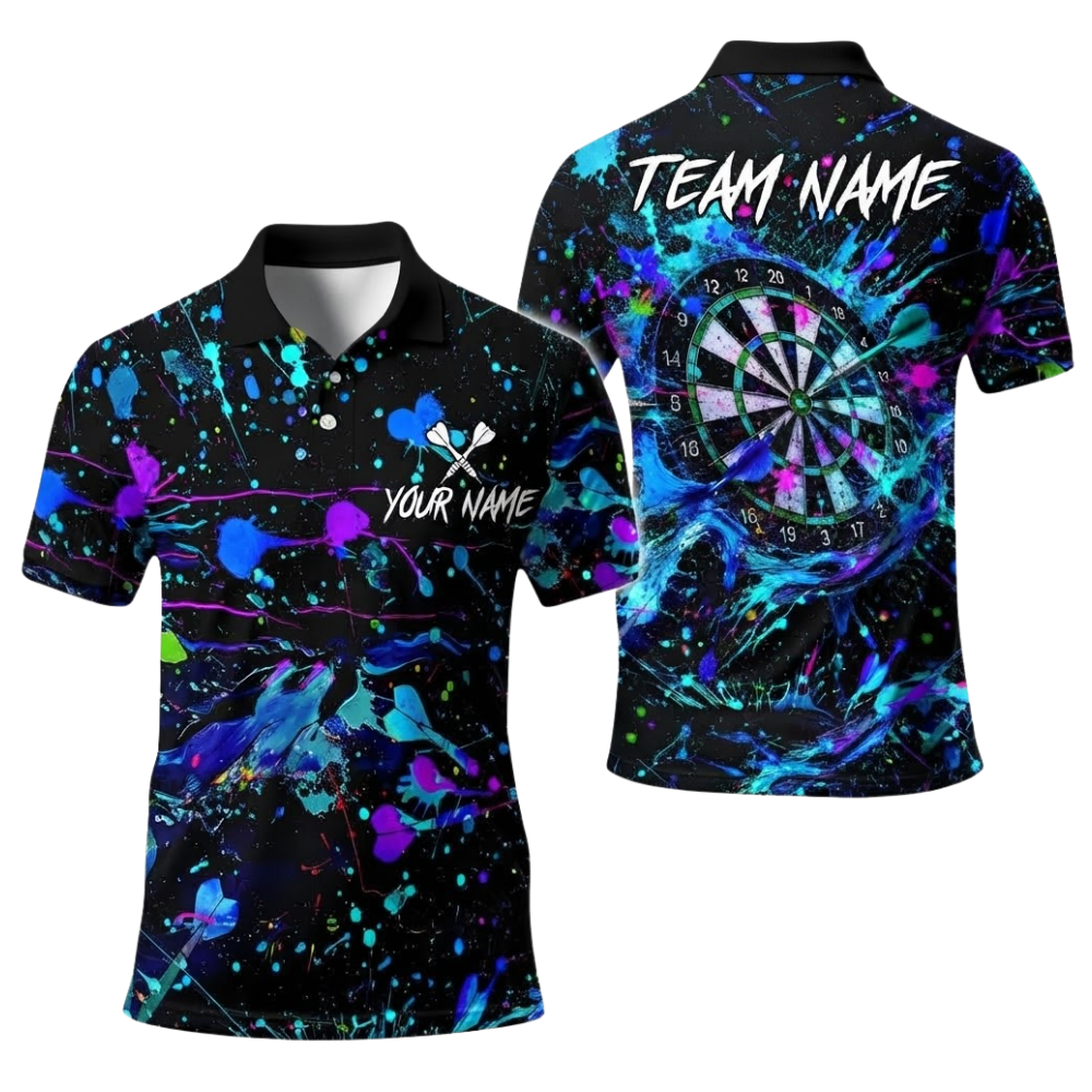 Team Colorful Splash Personalized Darts Button Polo