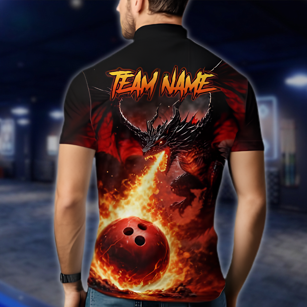 Personalized Fire Dragon Bowling Mens Jersey, Custom Dragon Bowling Team Shirt BZ0908