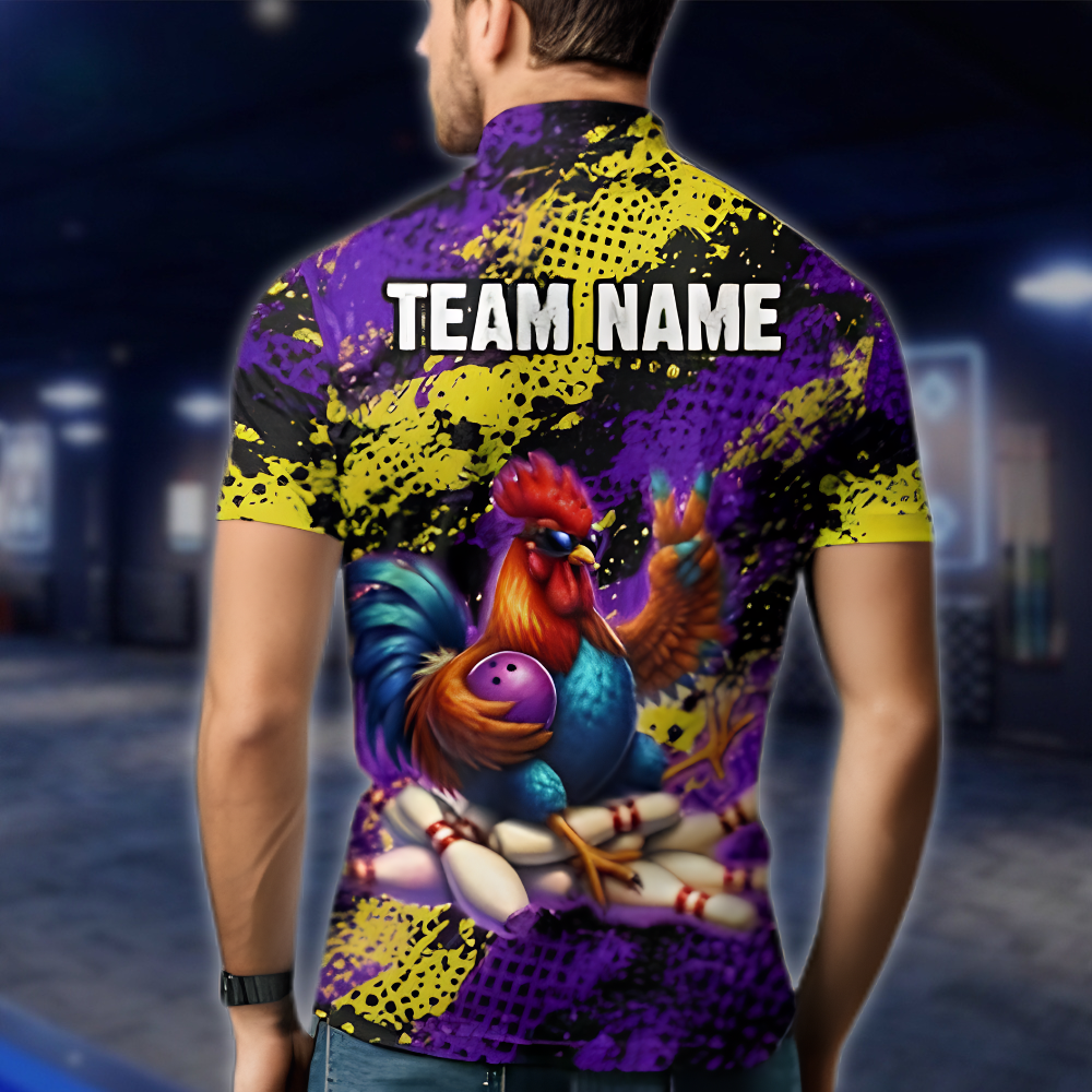 Personalized Funny Rooster Bowling Men Jersey, Custom Rooster Bowling Team Shirt BZ0918