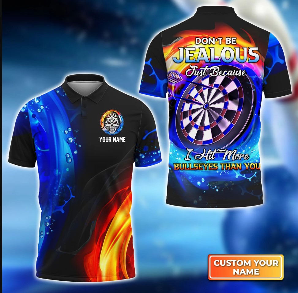 Don't Be Jealous Just Because I Hit More Bullseyes Personalized Darts Button Polo