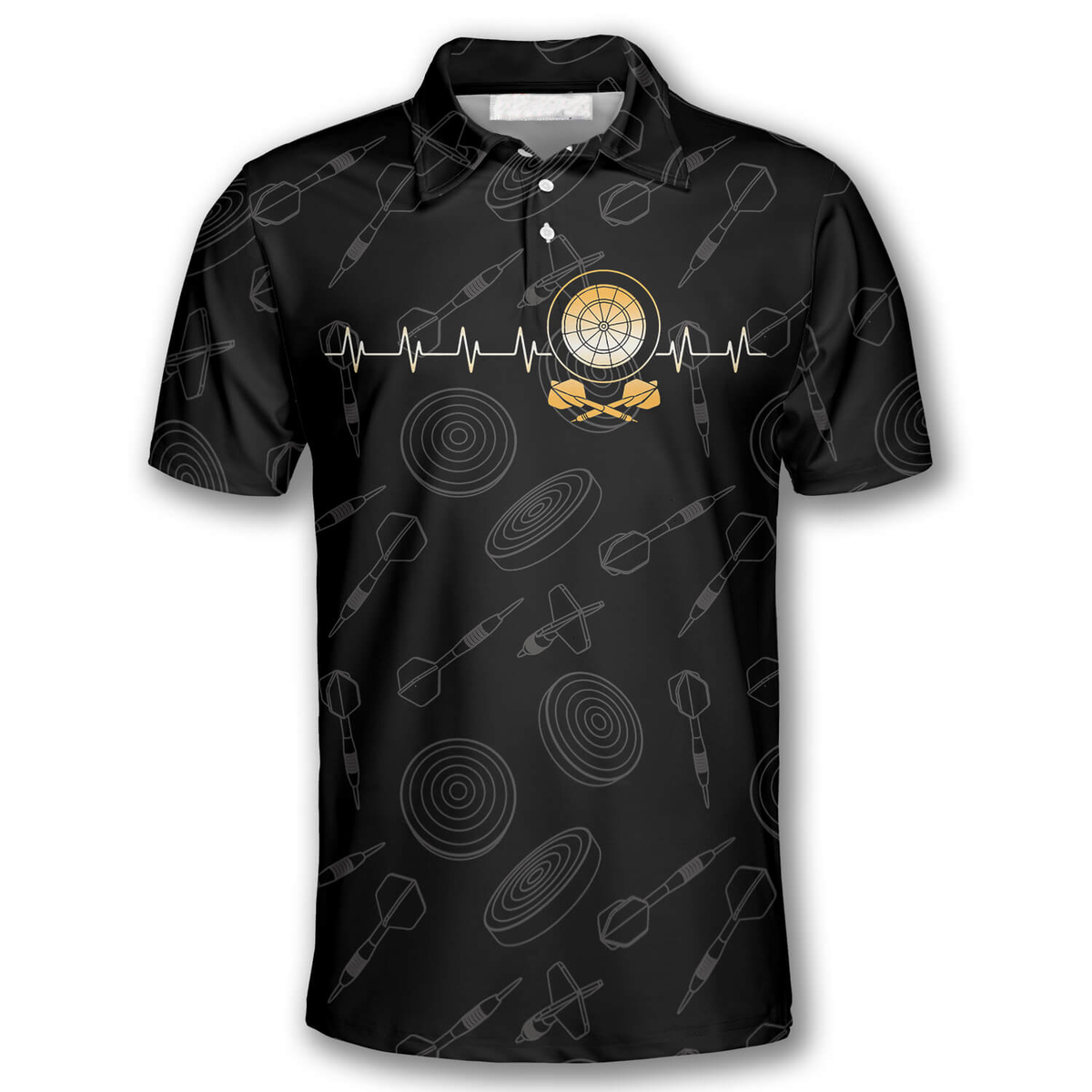 Heart Beat and Board Arrow Personalized Darts Button Polo