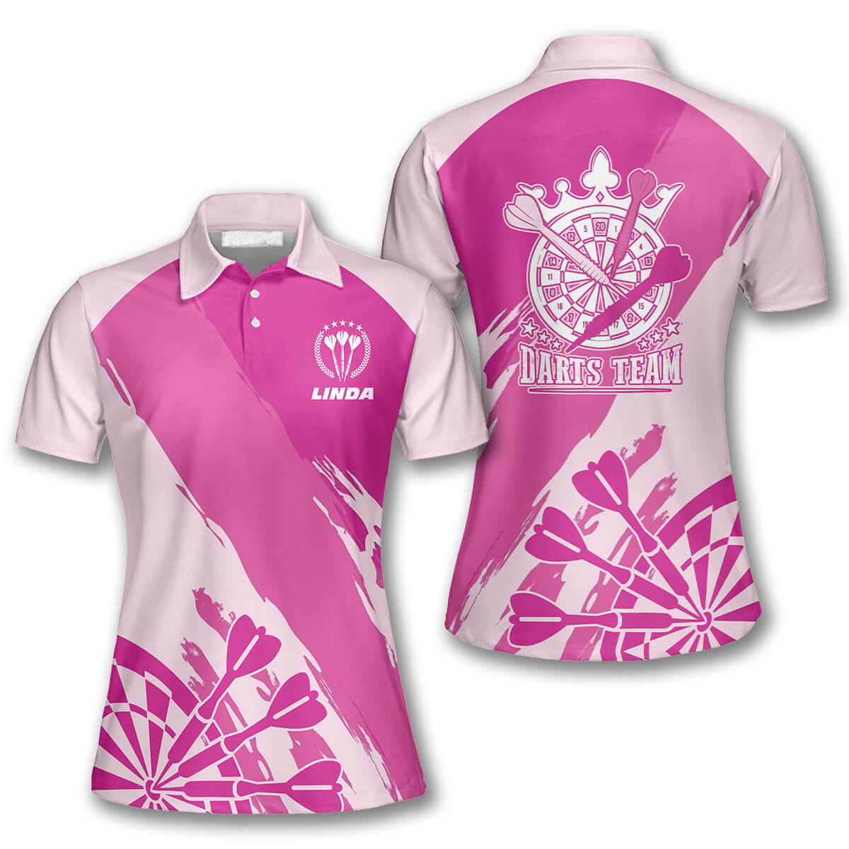 Light Dark Pink Personalized Darts Button Polo
