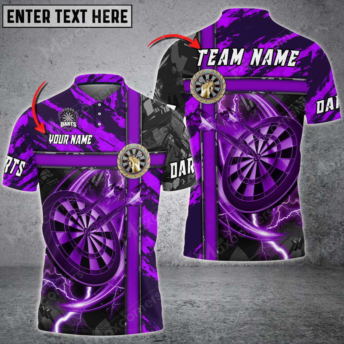 Cross Metal Personalized Darts Button Polo