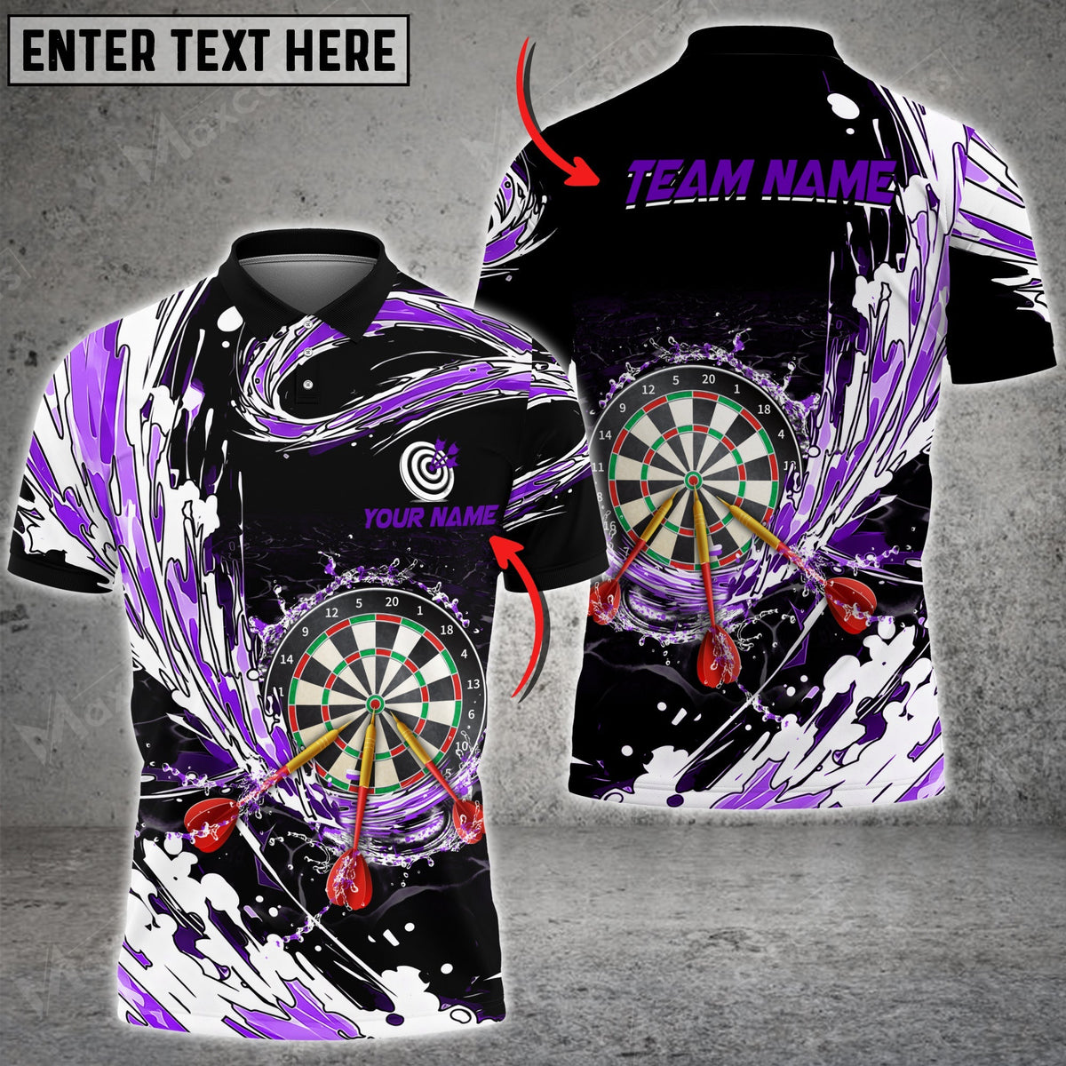 Breath of Water Personalized Darts Button Polo — Design 02