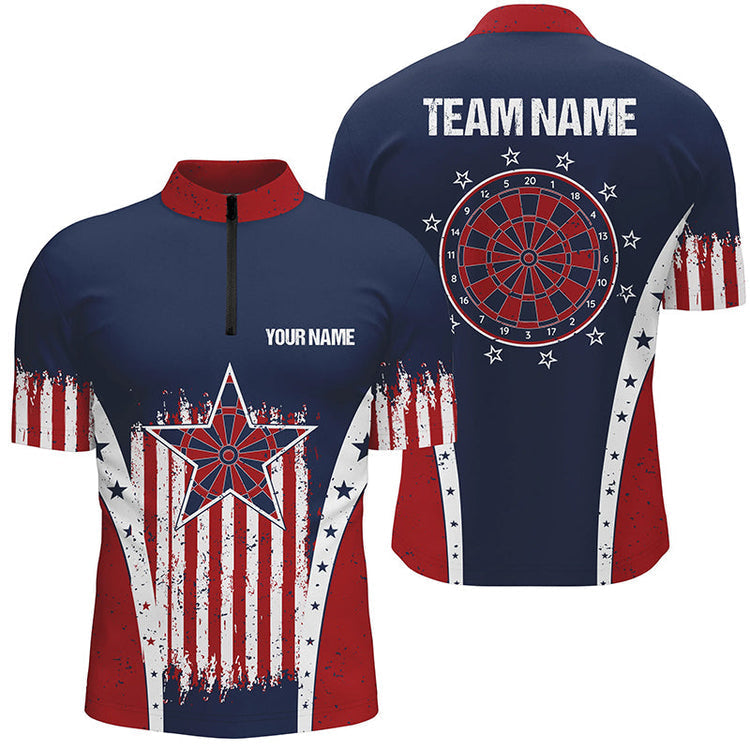 Retro American Flag and Personalized Darts Button Polo