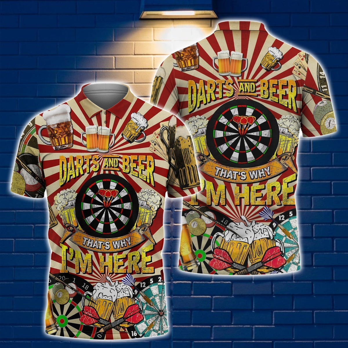 And Beer That Why I'm Here Personalized Darts Button Polo