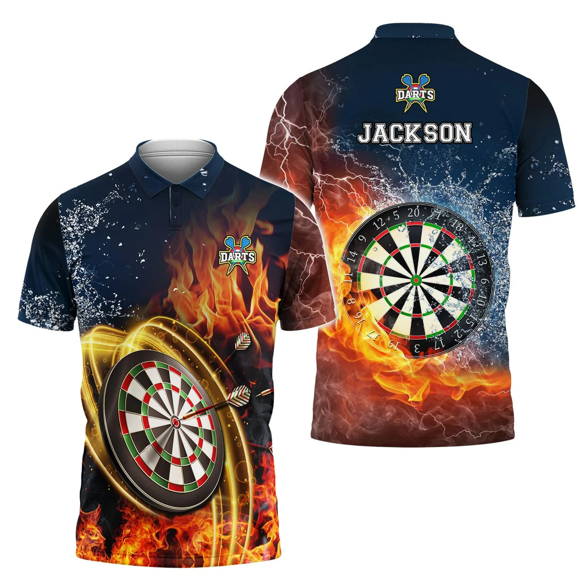 On Fire Personalized Darts Button Polo