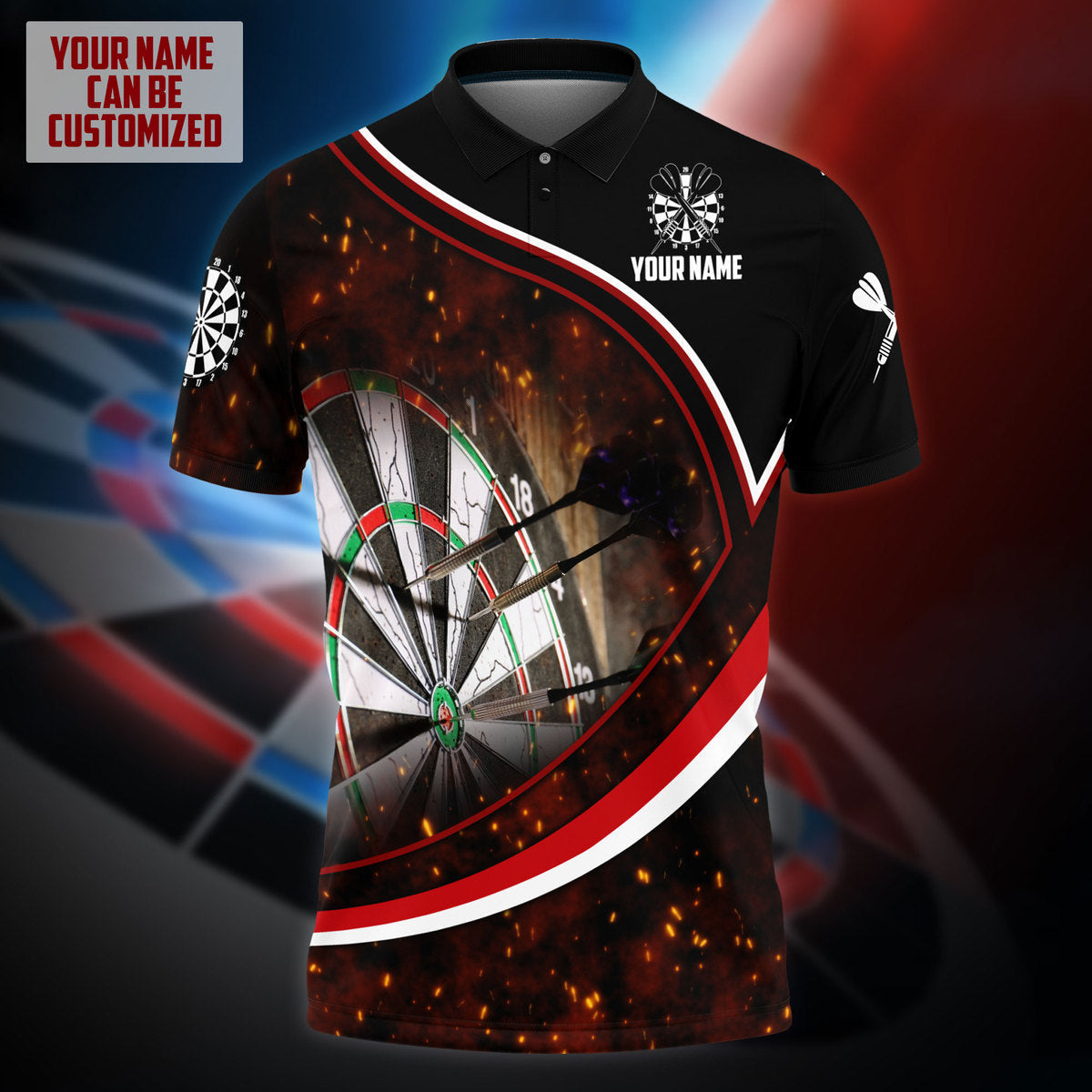 Dartboard Personalized Darts Button Polo