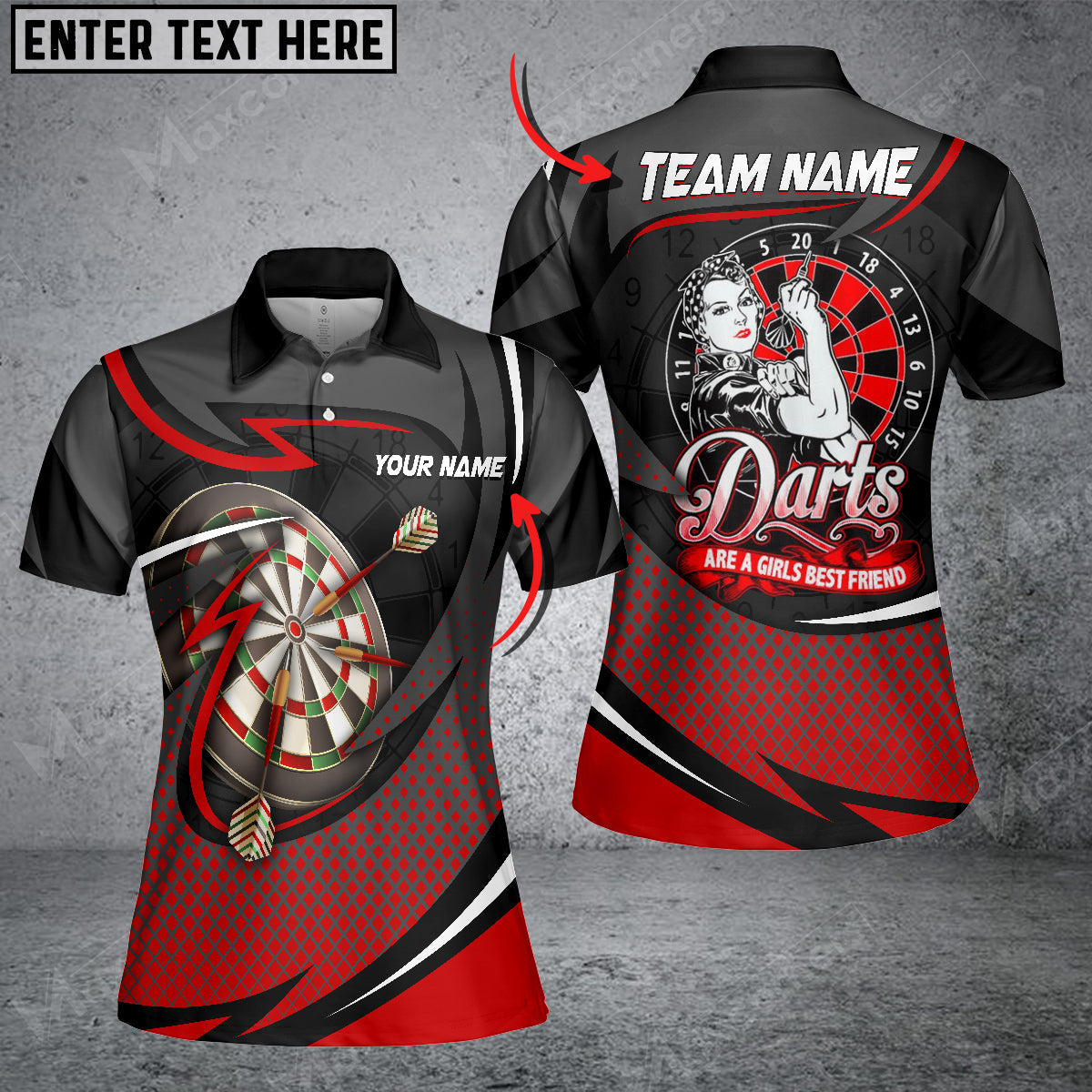 Abstract Personalized Darts Button Polo — Design 10