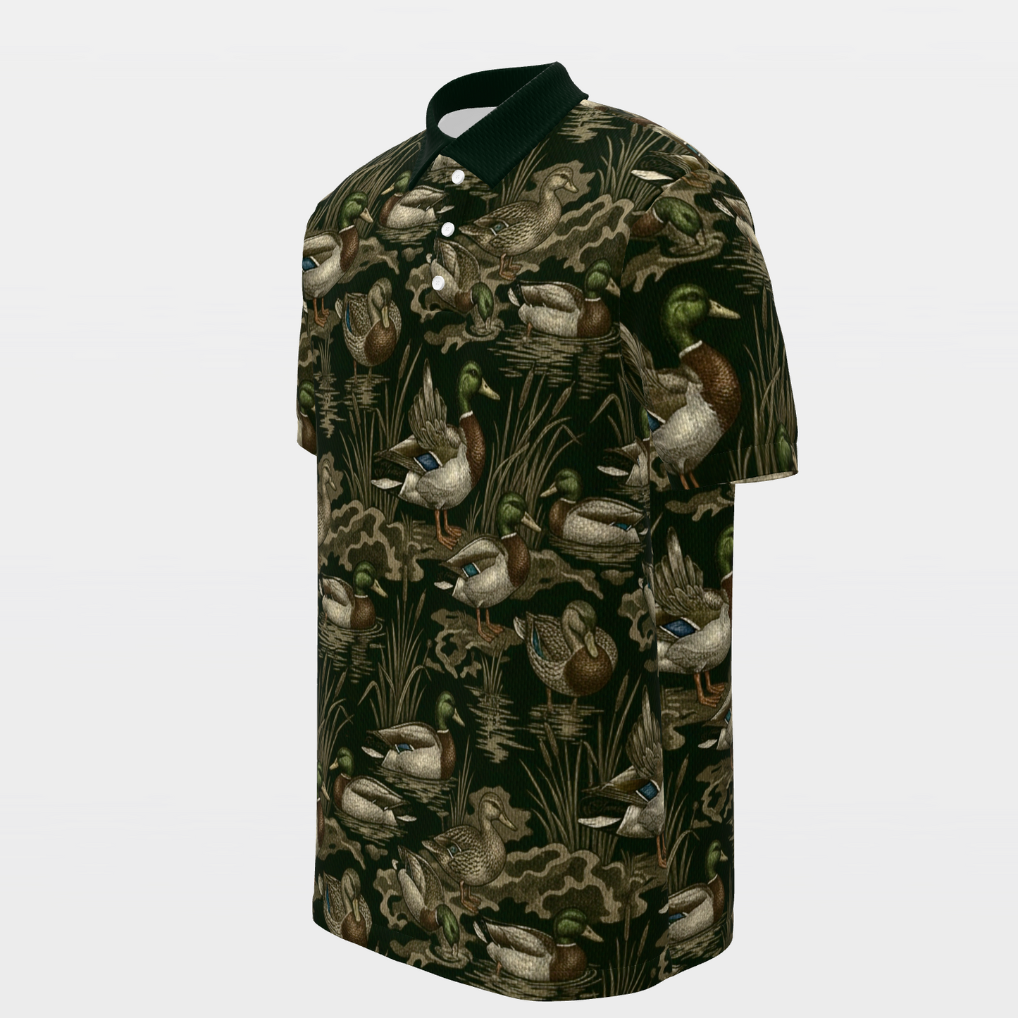 Mallard Marsh Camo Golf Polo Shirt – Front Left product view