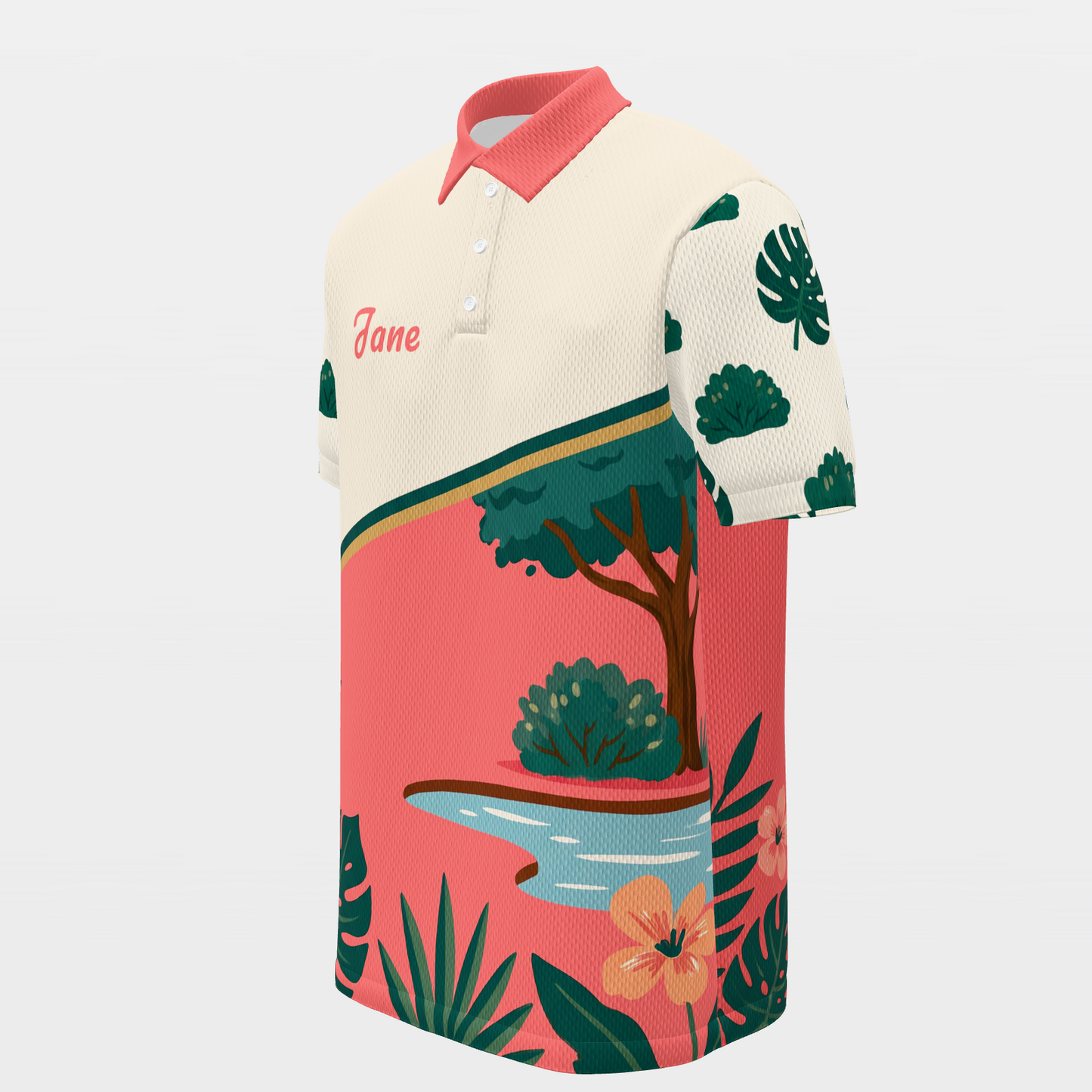 Flamingo Resort Visor Golf Polo Shirt – Front Left product view