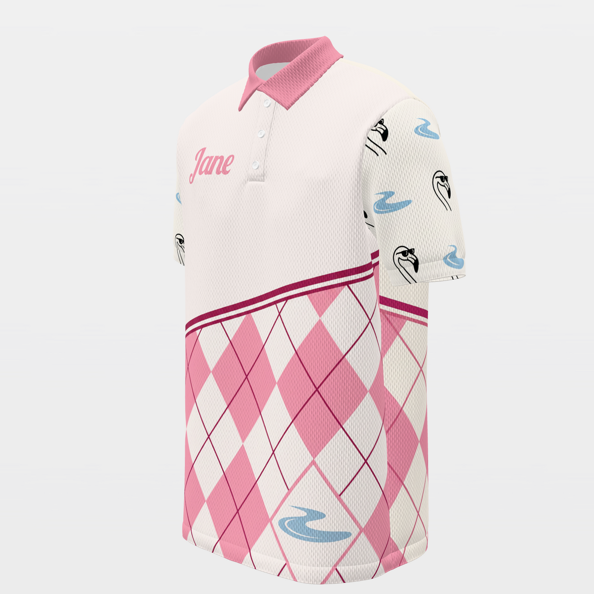 Flamingo Preppy Quote Golf Polo Shirt – Front Left product view