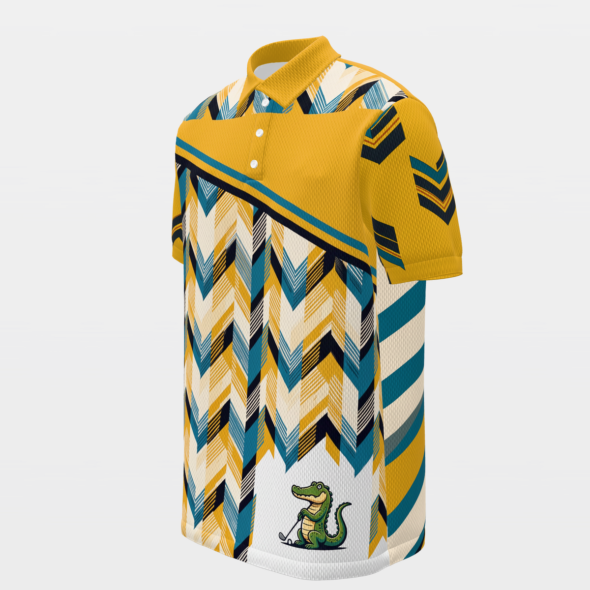 Gator Plaid Joyride — Long Arc Golf Polo Shirt – Front Left product view