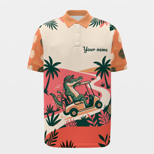 Gator Tropical Cart — Course Echo Golf Polo Shirt – Front product view