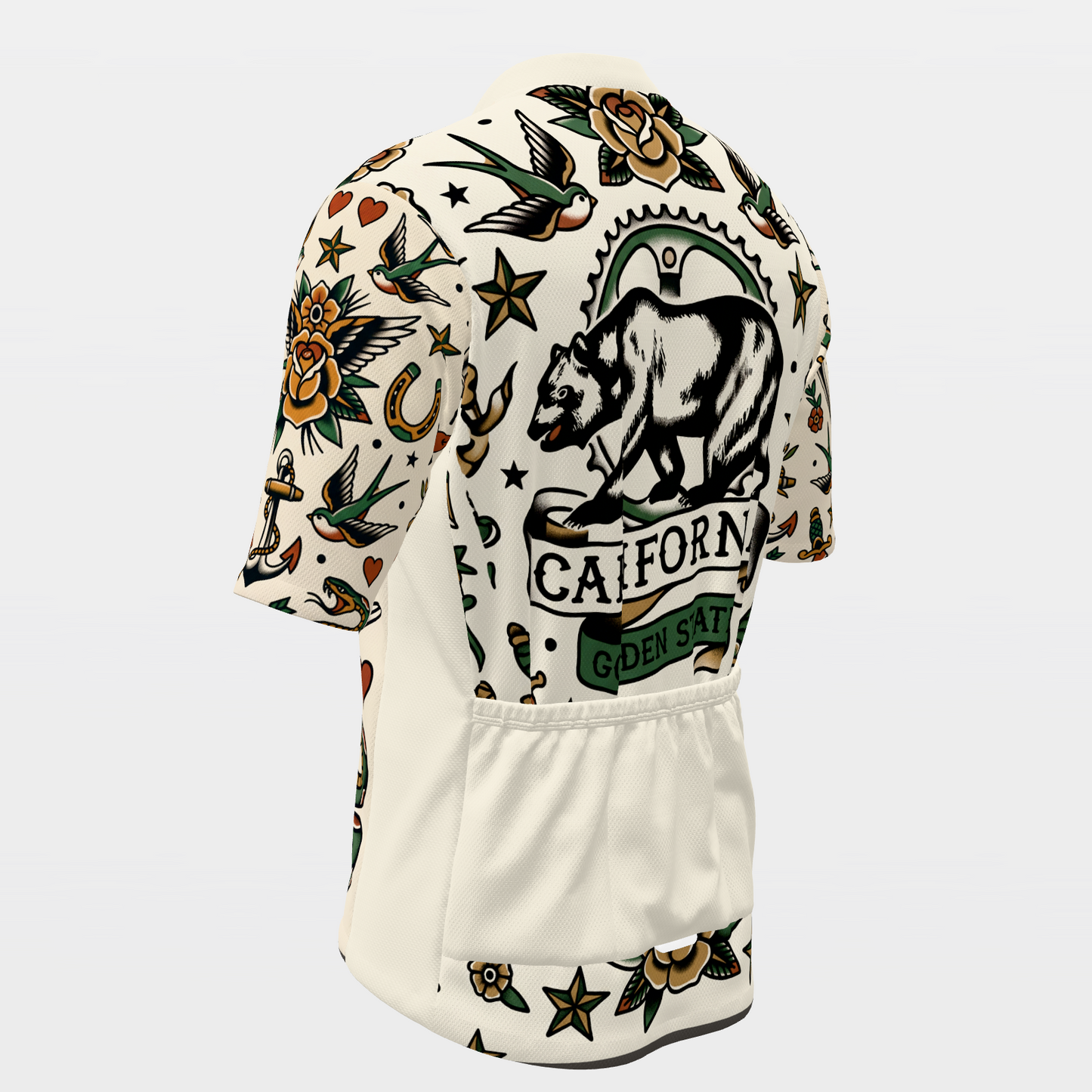 California Traditional Flash Tattoo Cycling Jersey – Back Left product view