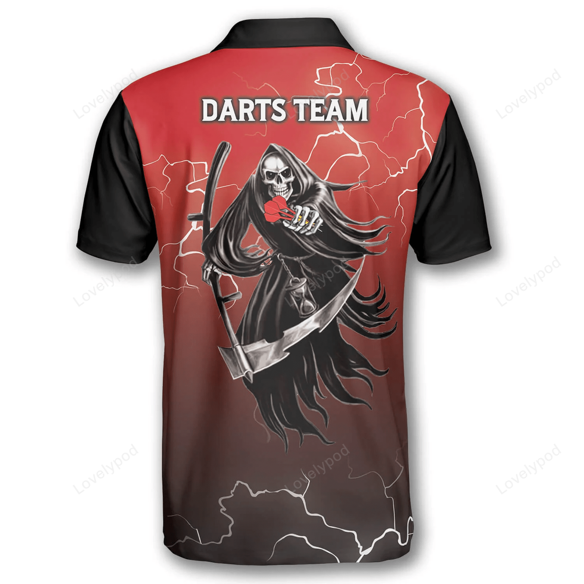 Skull Lightning Fantasy and Personalized Darts Button Polo