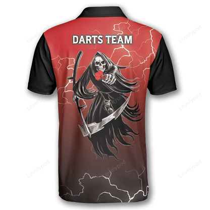 Skull Lightning Fantasy and Personalized Darts Button Polo