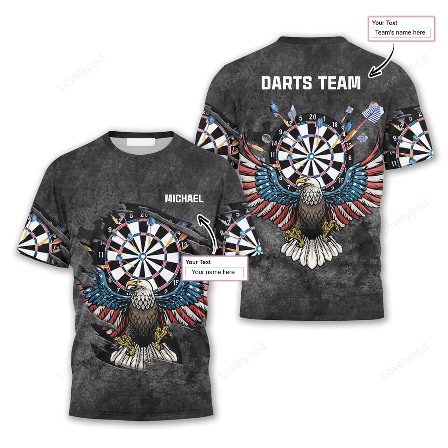 Eagle Us Flag and Personalized Darts Button Polo