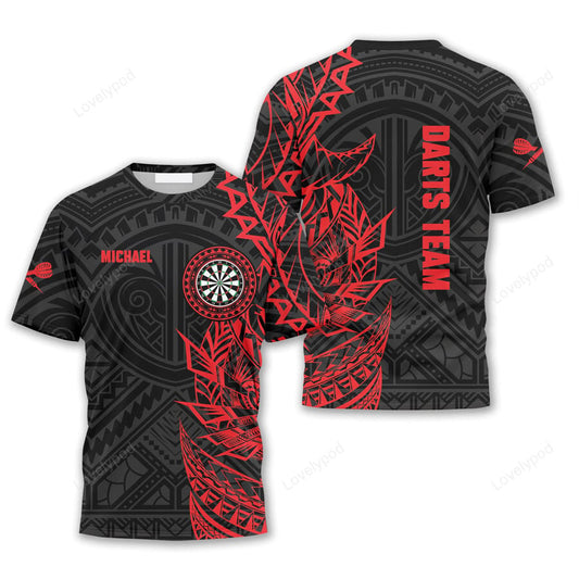 Black and Red Tribal and Personalized Darts Button Polo