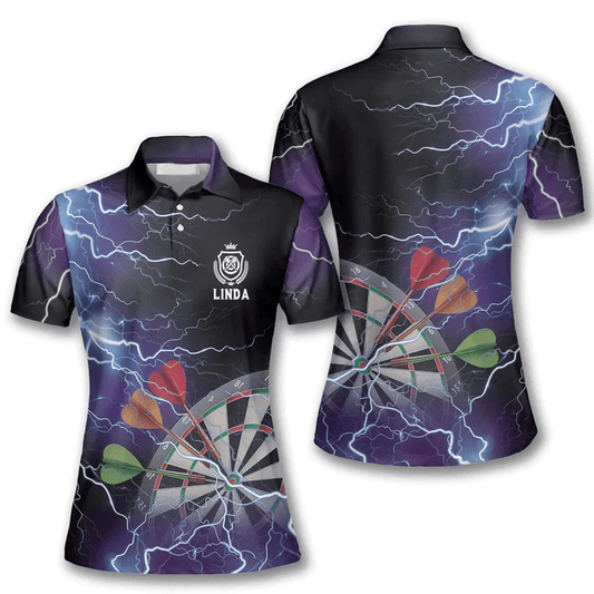 Thunder Lightning Personalized Darts Button Polo — Design 03