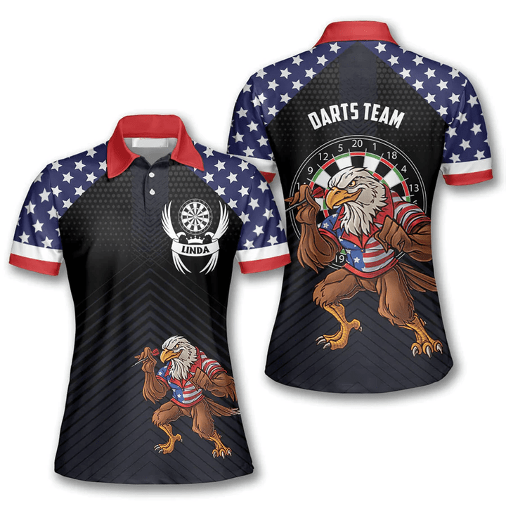 Eagle American Flag and Personalized Darts Button Polo