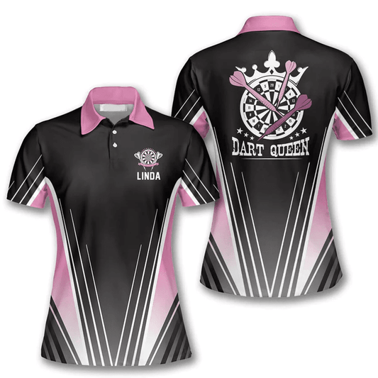 Queen of Pink Personalized Darts Button Polo