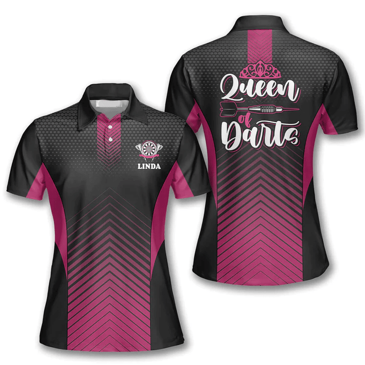Queen of 2 Personalized Darts Button Polo