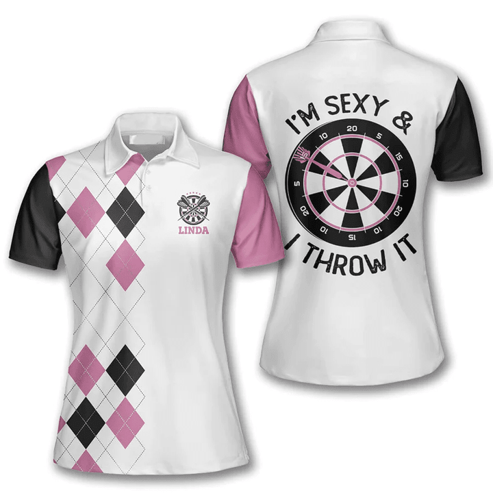 Queen of 5 Personalized Darts Button Polo