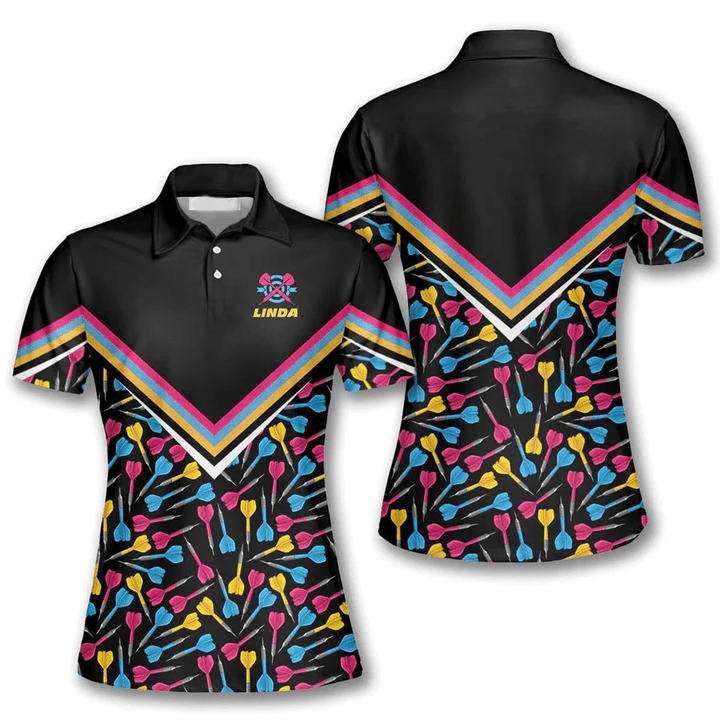 Arrow Pattern In Black 2 Personalized Darts Button Polo