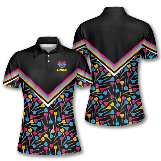 Arrow Pattern In Black 2 Personalized Darts Button Polo