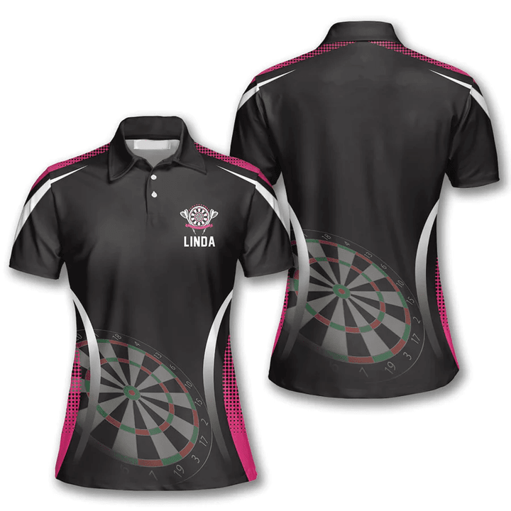 Arrow Pattern In Black 3 Personalized Darts Button Polo