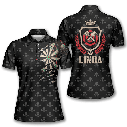 Skull Pattern Personalized Darts Button Polo