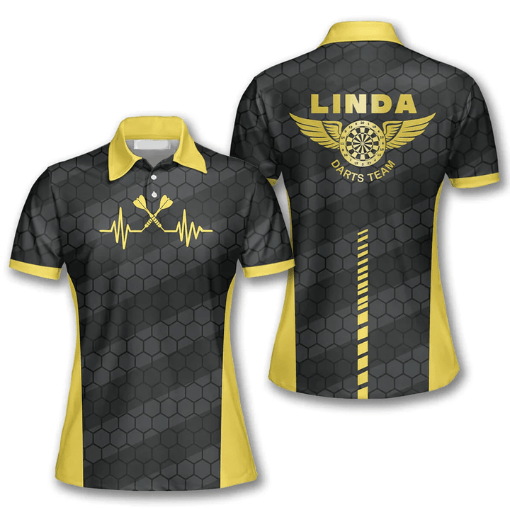 Arrow Pattern In Black 5 Personalized Darts Button Polo