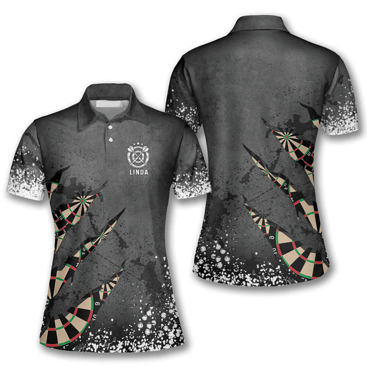 Arrow Pattern In Black 6 Personalized Darts Button Polo