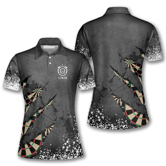 Arrow Pattern In Black 6 Personalized Darts Button Polo