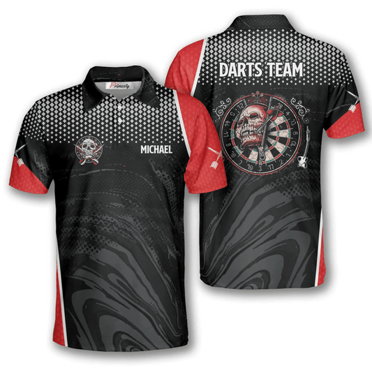Sports Skull Smoky Personalized Darts Button Polo