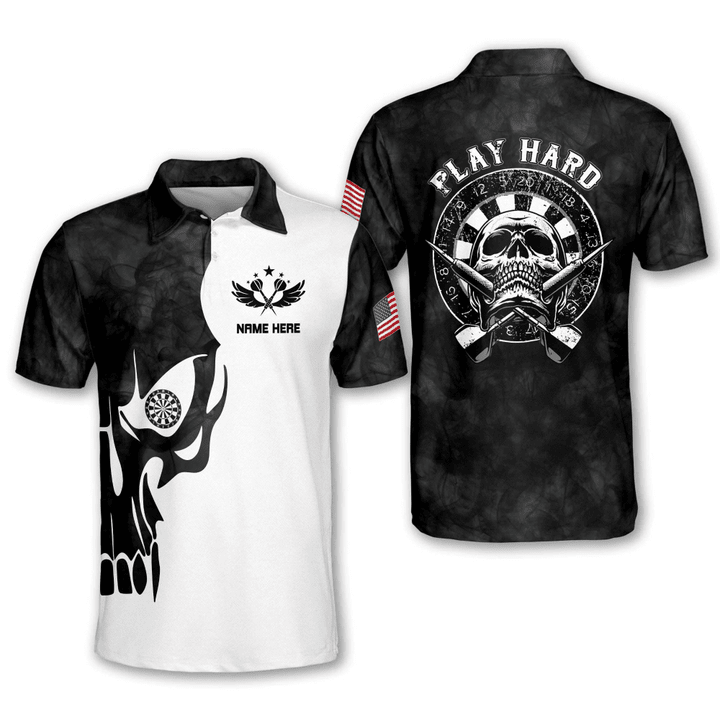Skull Personalized Darts Button Polo — Design 11