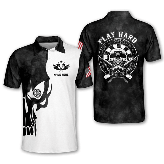 Skull Personalized Darts Button Polo — Design 11