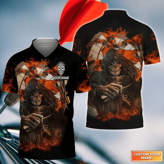 Skull Reaper Personalized Darts Button Polo