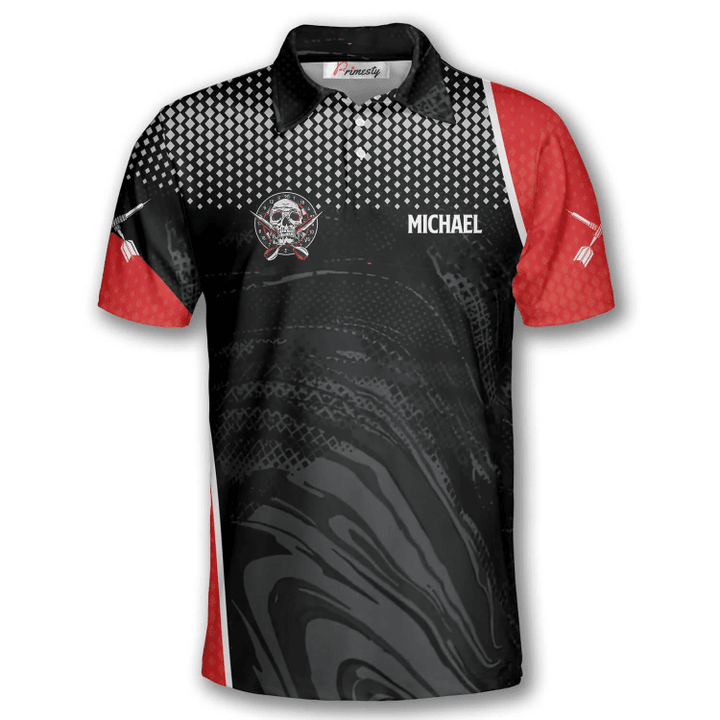 Sports Skull Smoky Personalized Darts Button Polo
