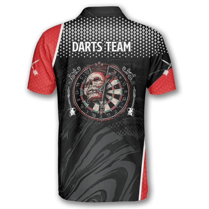 Sports Skull Smoky Personalized Darts Button Polo